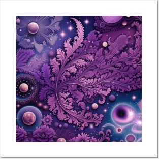 Other Worldly Designs- nebulas, stars, galaxies, planets with feathers Posters and Art